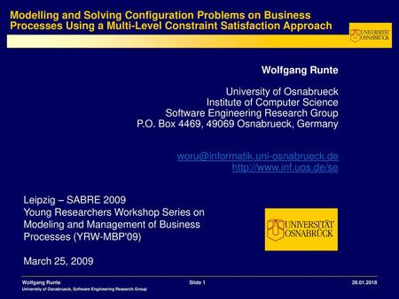 Modelling and Solving Configuration Problems on Business