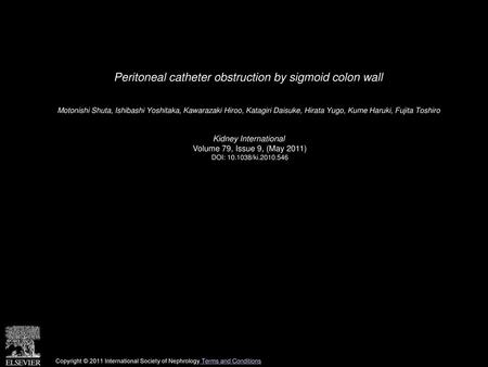 Peritoneal catheter obstruction by sigmoid colon wall