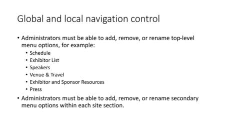 Global and local navigation control