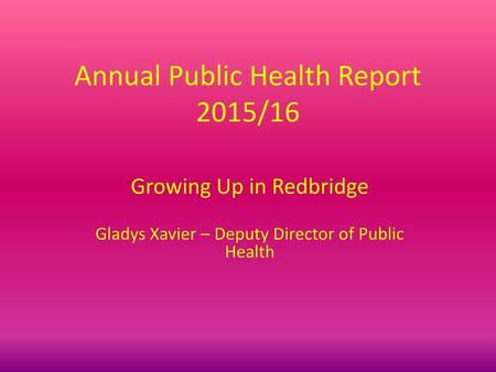 Annual Public Health Report 2015/16