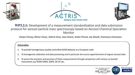 WP3.2.1: Development of a measurement standardization and data submission protocol for aerosol particle mass spectroscopy based on Aerosol Chemical Speciation.