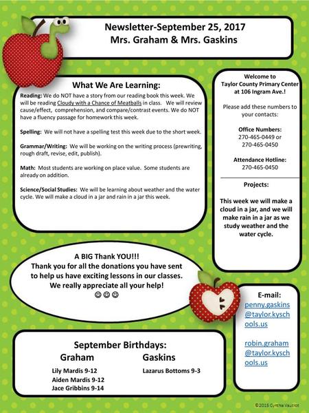 What We Are Learning: Newsletter-September 25, 2017