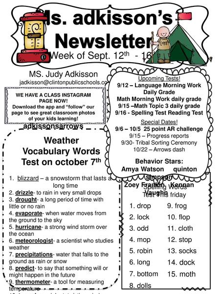 Ms. adkisson’s Newsletter