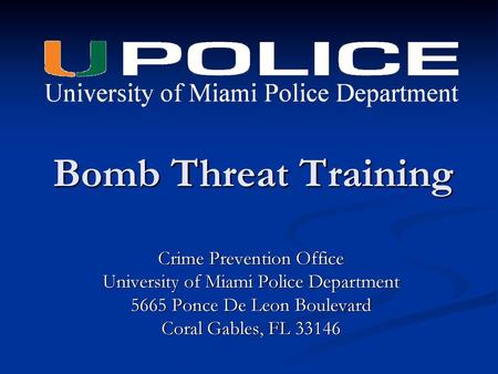 Bomb Threat Training Crime Prevention Office