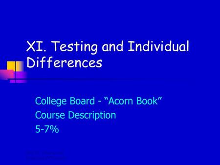 XI. Testing and Individual Differences