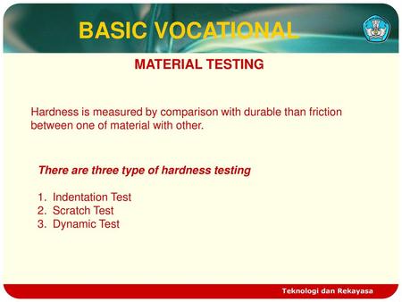 BASIC VOCATIONAL MATERIAL TESTING