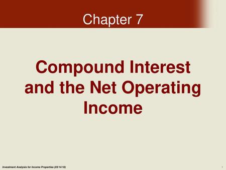 Compound Interest and the Net Operating Income