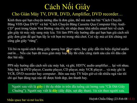 Cho Giàn Máy TV, DVR, DVD, Amplifier, DVD recorder…