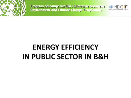 ENERGY EFFICIENCY IN PUBLIC SECTOR IN B&H