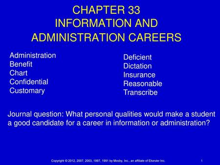 CHAPTER 33 INFORMATION AND ADMINISTRATION CAREERS