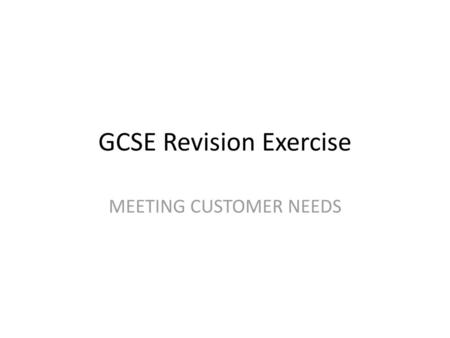 GCSE Revision Exercise