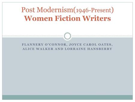 Post Modernism(1946-Present) Women Fiction Writers