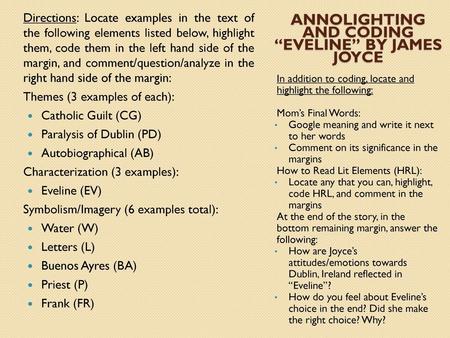 Annolighting and Coding “Eveline” by James Joyce