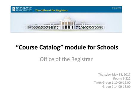 “Course Catalog” module for Schools