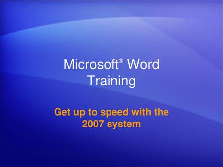 Microsoft® Word Training