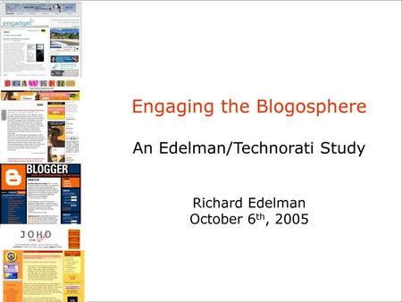 Engaging the Blogosphere