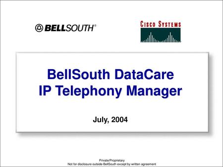 BellSouth DataCare IP Telephony Manager July, 2004