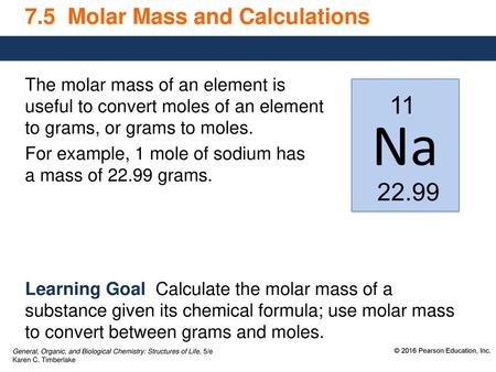 7.5 Molar Mass and Calculations