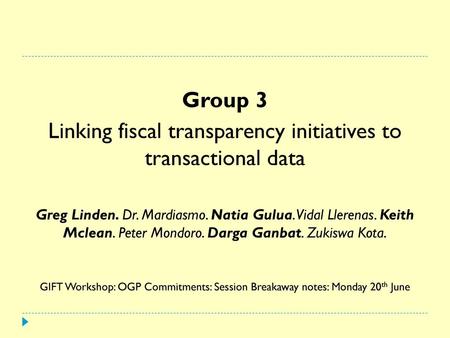 Linking fiscal transparency initiatives to transactional data