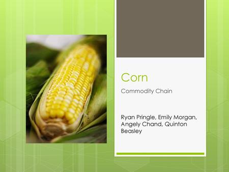 Corn Commodity Chain Ryan Pringle, Emily Morgan, Angely Chand, Quinton Beasley.