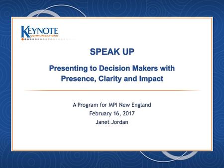 A Program for MPI New England February 16, 2017 Janet Jordan