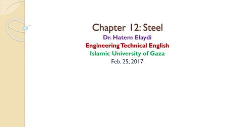 Engineering Technical English Islamic University of Gaza