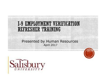 I-9 Employment Verification REFRESHER Training