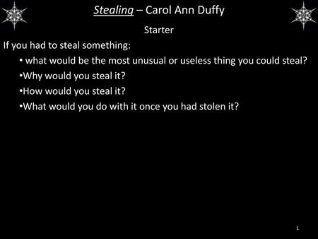 Stealing – Carol Ann Duffy