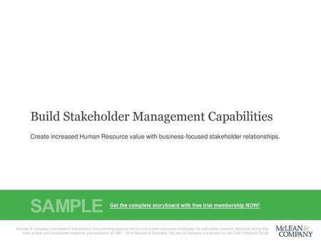 Build Stakeholder Management Capabilities