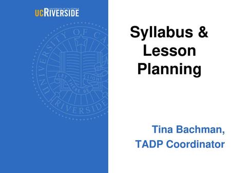 Syllabus & Lesson Planning