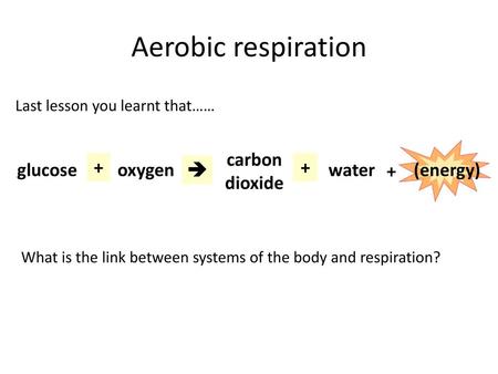 Aerobic respiration carbon dioxide glucose + oxygen  + water (energy)