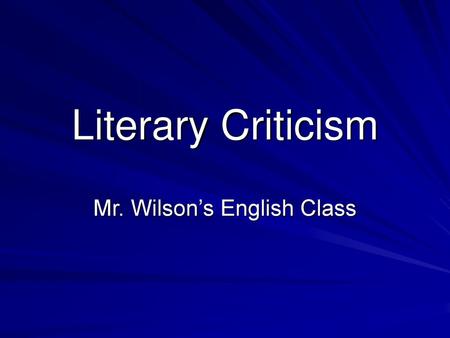 Mr. Wilson’s English Class