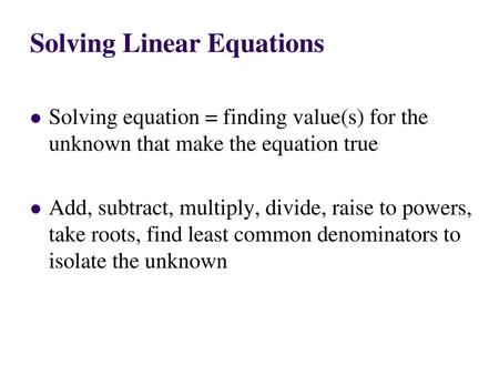 Solving Linear Equations