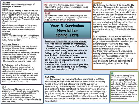 Year 3 Curriculum Newsletter