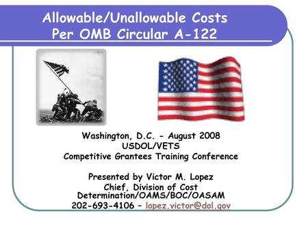 Allowable/Unallowable Costs Per OMB Circular A-122