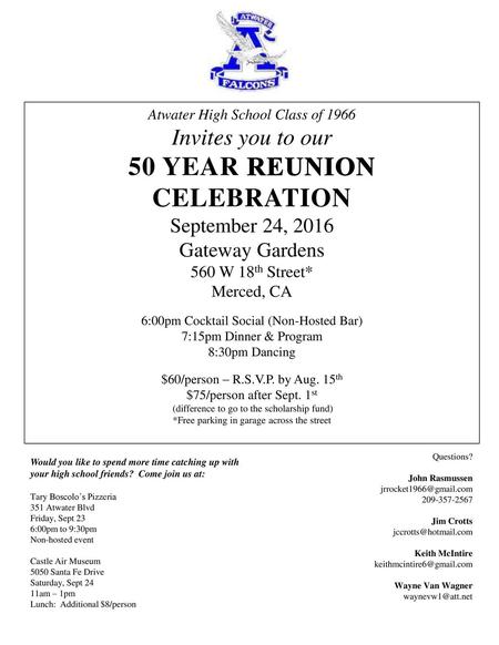 50 YEAR REUNION CELEBRATION