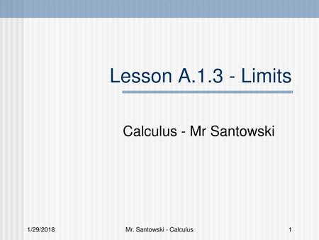 Calculus - Mr Santowski