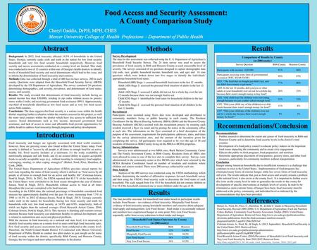 Food Access and Security Assessment: A County Comparison Study