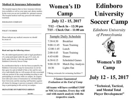 Edinboro University Soccer Camp