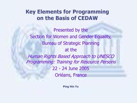 Key Elements for Programming on the Basis of CEDAW