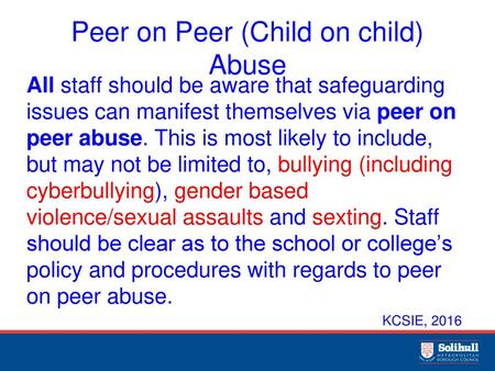 Peer on Peer (Child on child) Abuse