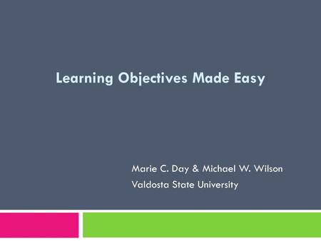 Learning Objectives Made Easy