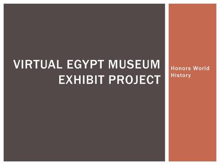 Virtual Egypt Museum Exhibit Project