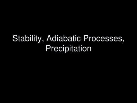 Stability, Adiabatic Processes, Precipitation