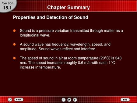 Chapter Summary 15.1 Properties and Detection of Sound