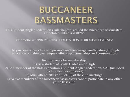 BUCCANEER BASSMASTERS