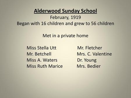 Alderwood Sunday School