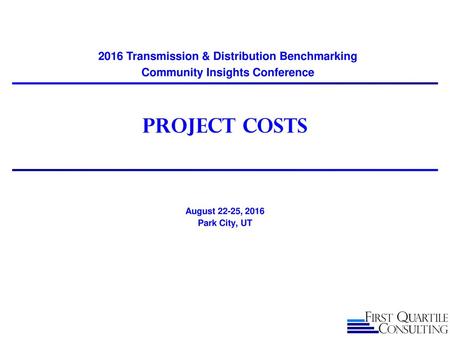 Project Costs 2016 Transmission & Distribution Benchmarking