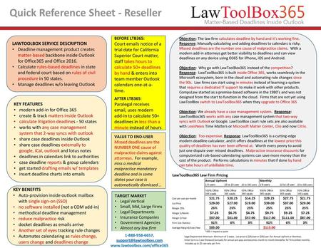 Quick Reference Sheet - Reseller