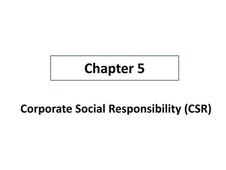 Corporate Social Responsibility (CSR)